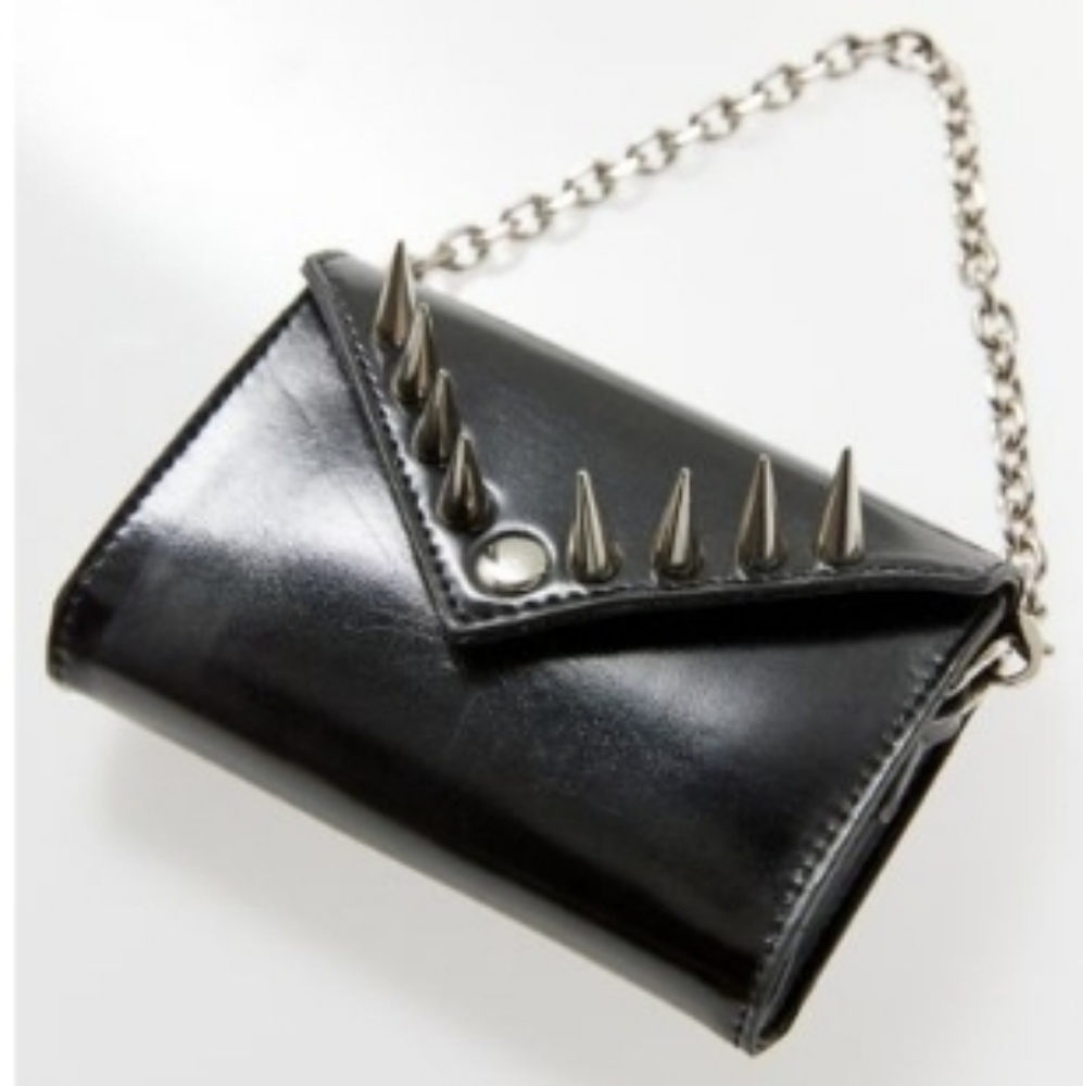 Urban Outfitters Black Spike-Accent Chain Wristlet